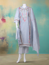 Embroidered Chanderi Kurta With Pant & Dupatta